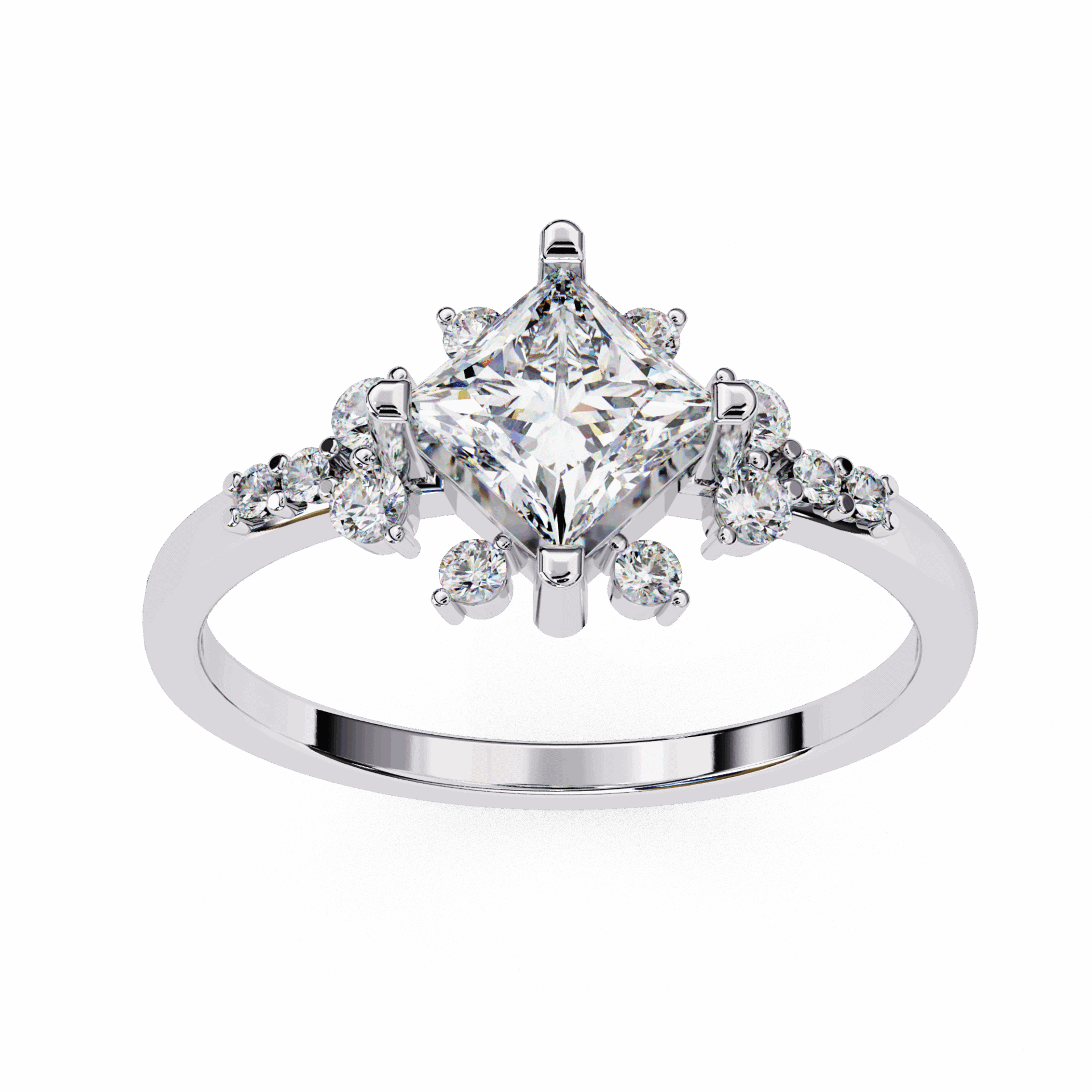 1 Carat Princess Refined Everyday Look Ring in Moissanite | House of Estara