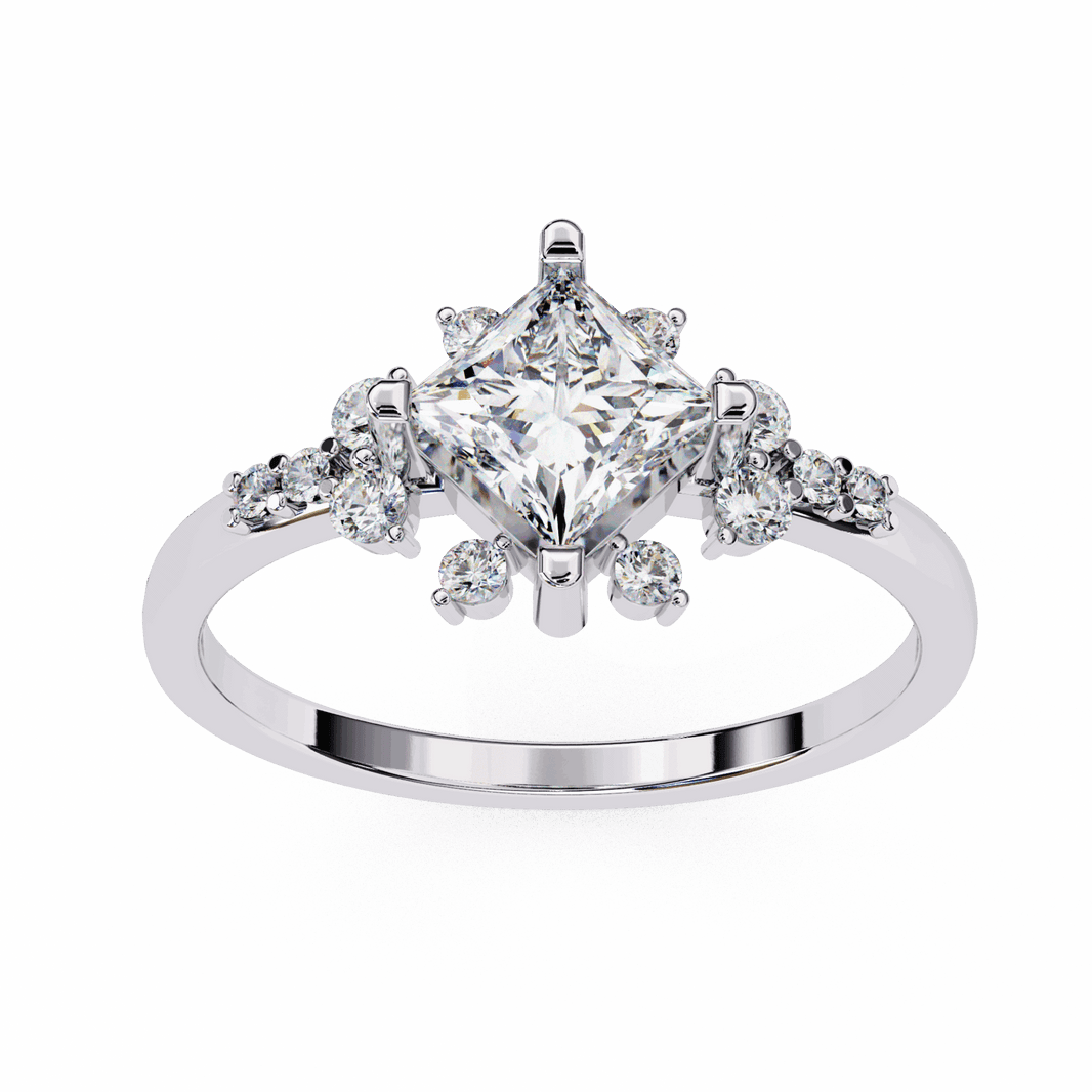 1 Carat Princess Refined Everyday Look Ring in Moissanite | House of Estara