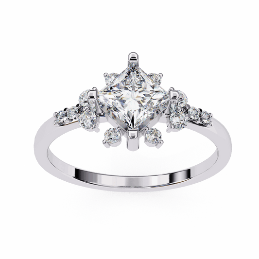 1 Carat Princess Refined Everyday Look Ring in Moissanite | House of Estara