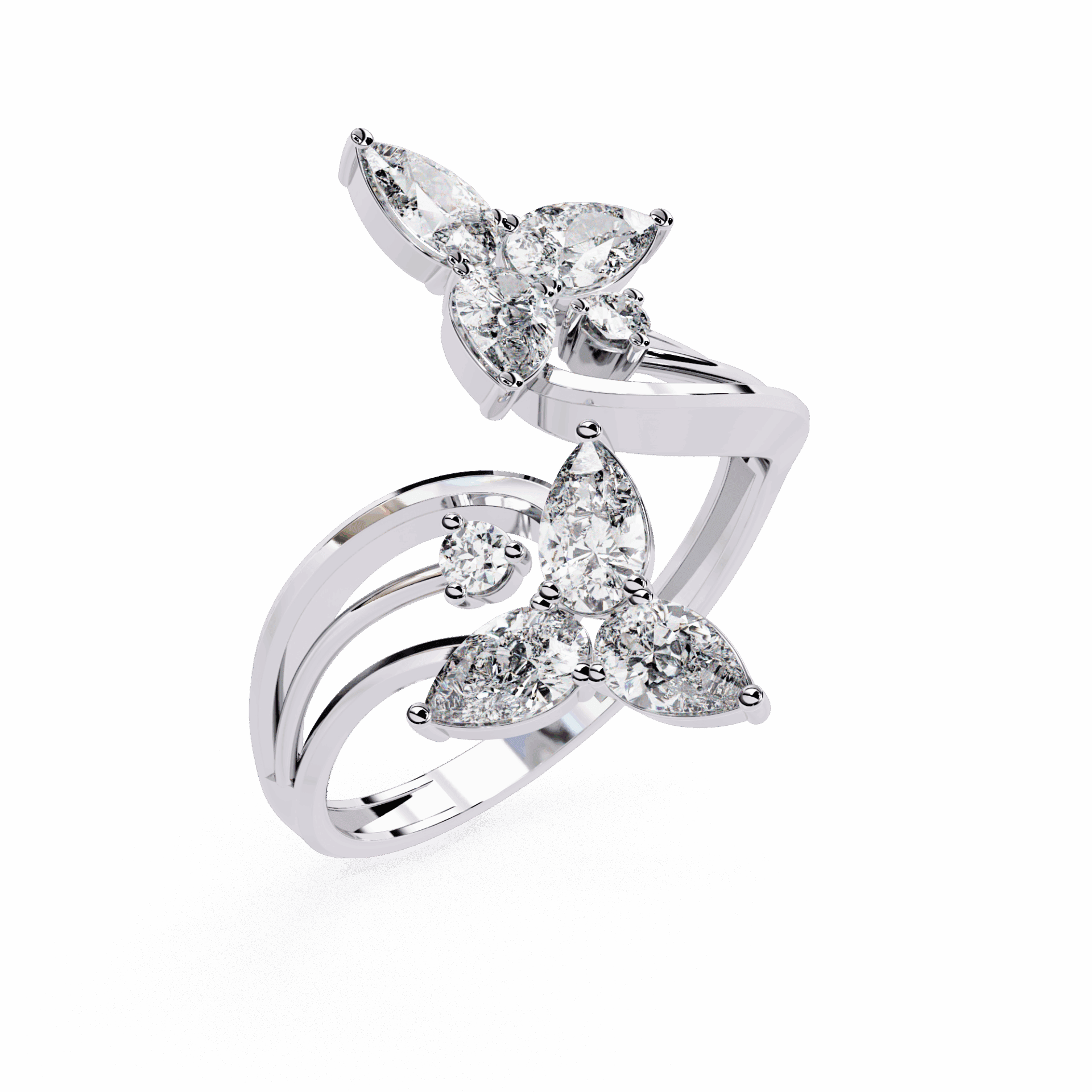 1 Carat Pear and Round Modern Essential Ring in Moissanite | House of Estara