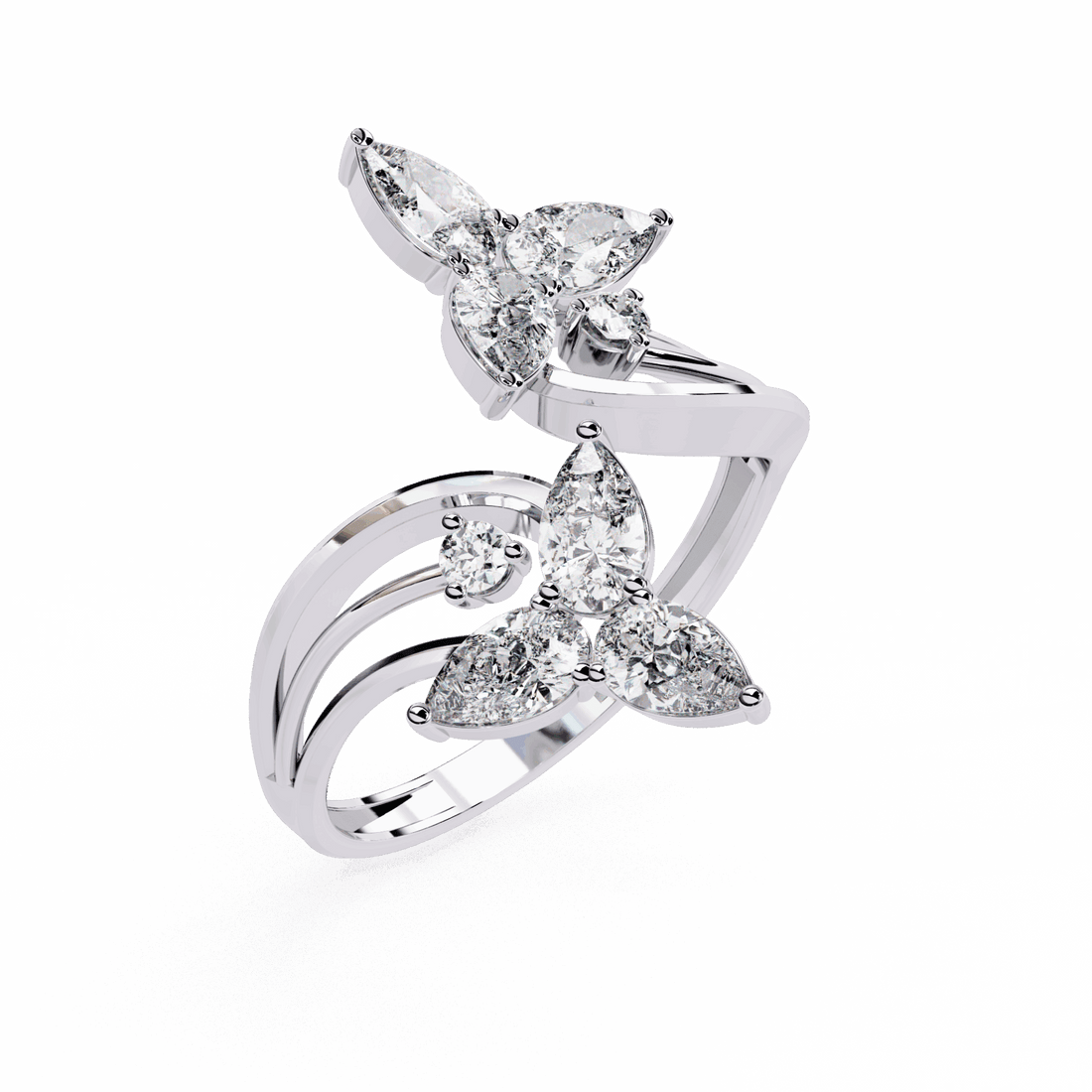 1 Carat Pear and Round Modern Essential Ring in Moissanite | House of Estara