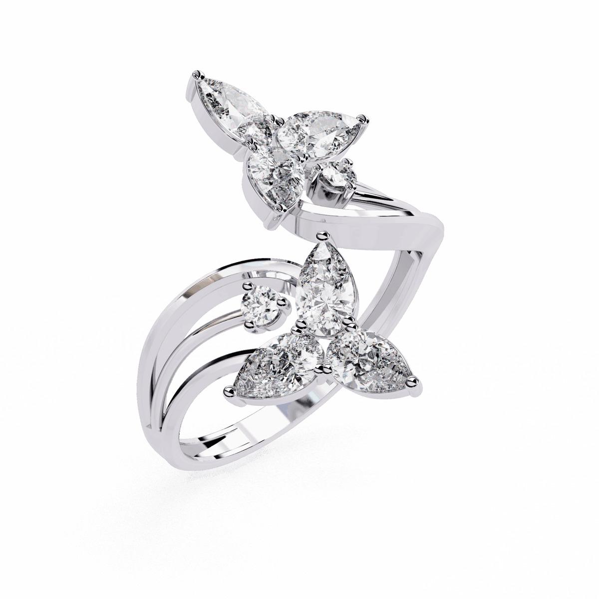 1 Carat Pear and Round Modern Essential Ring in Moissanite | House of Estara