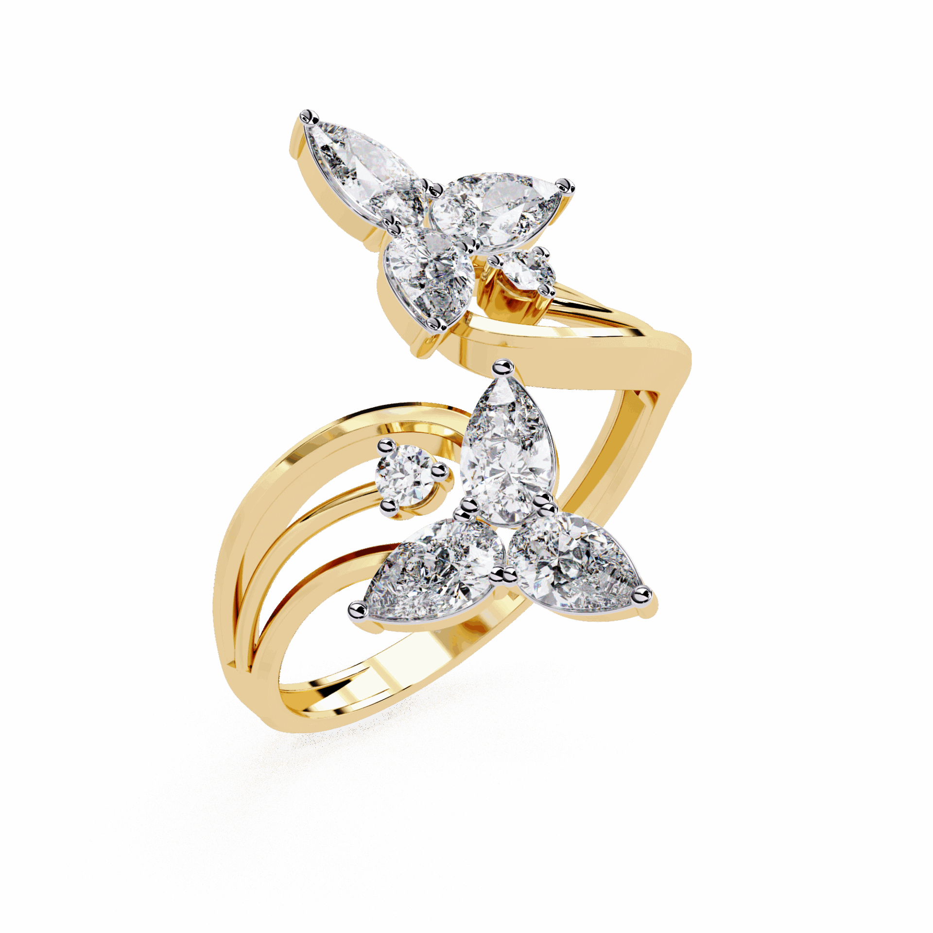 1 Carat Pear and Round Modern Essential Ring in Moissanite | House of Estara