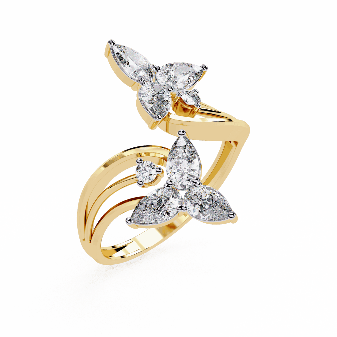 1 Carat Pear and Round Modern Essential Ring in Moissanite | House of Estara