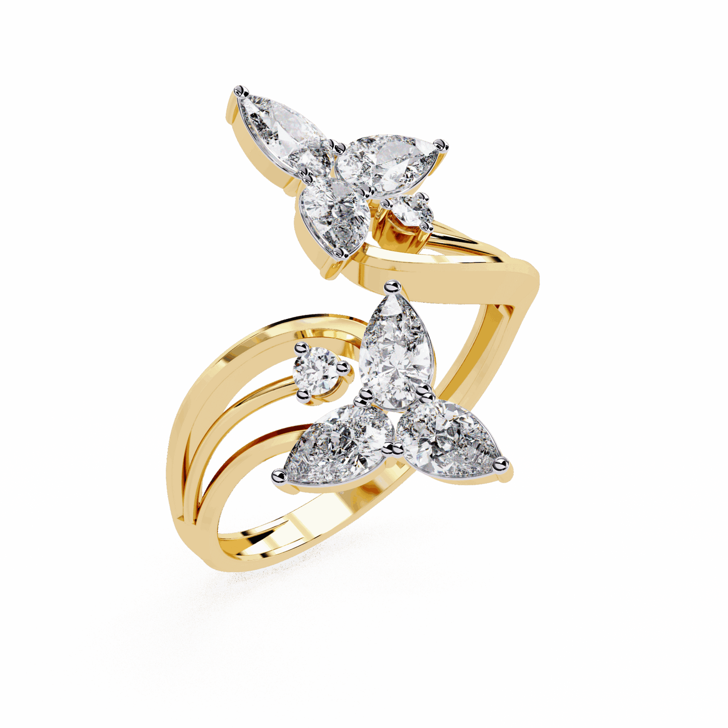 1 Carat Pear and Round Modern Essential Ring in Moissanite | House of Estara