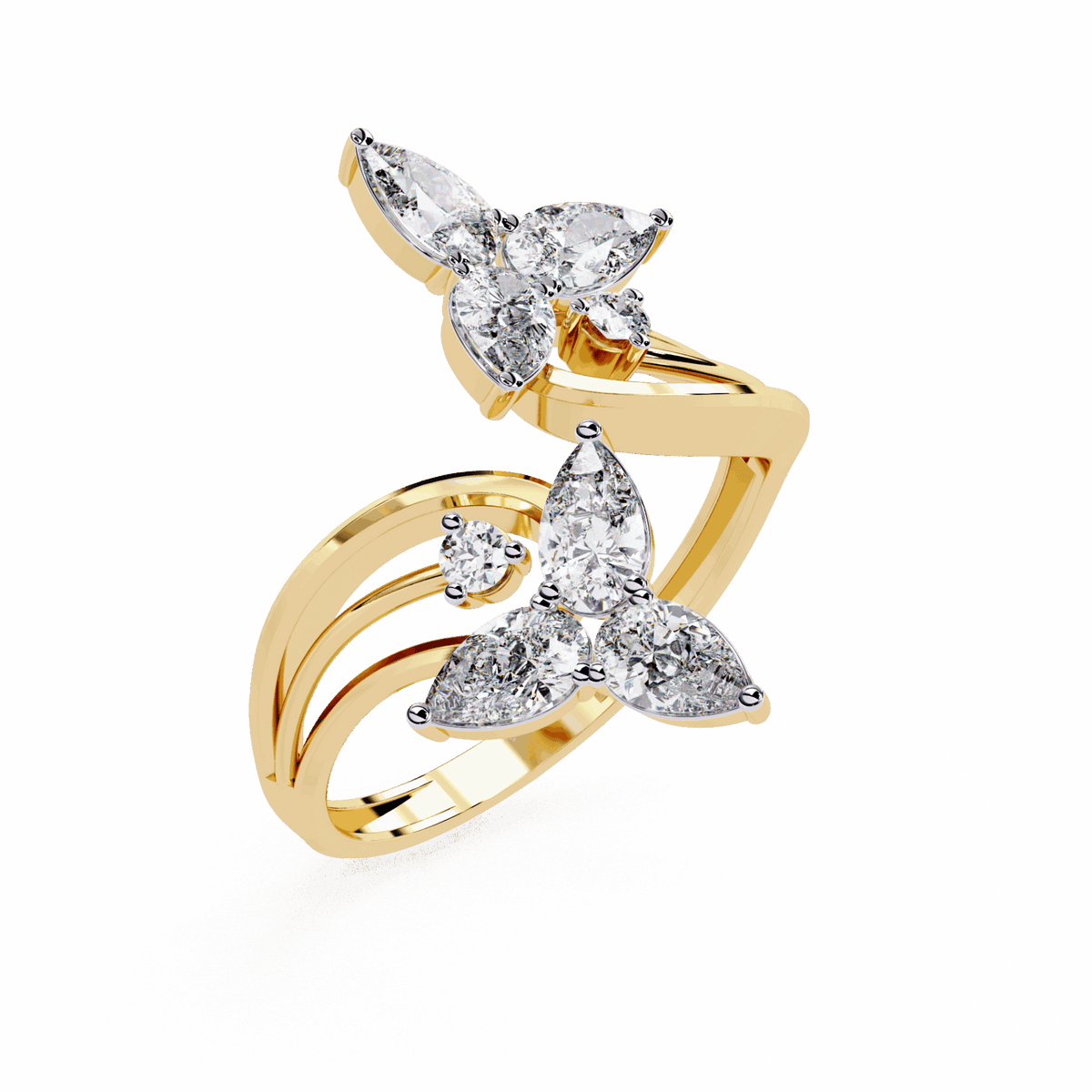 1 Carat Pear and Round Modern Essential Ring in Moissanite | House of Estara