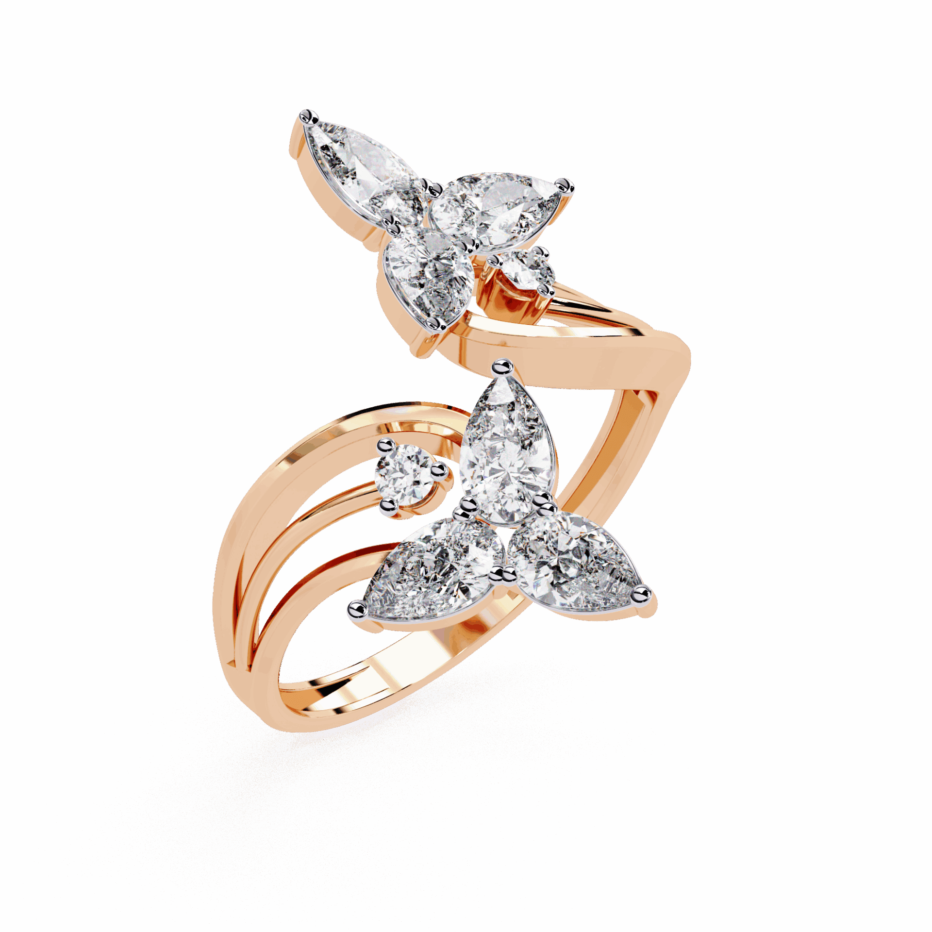1 Carat Pear and Round Modern Essential Ring in Moissanite | House of Estara