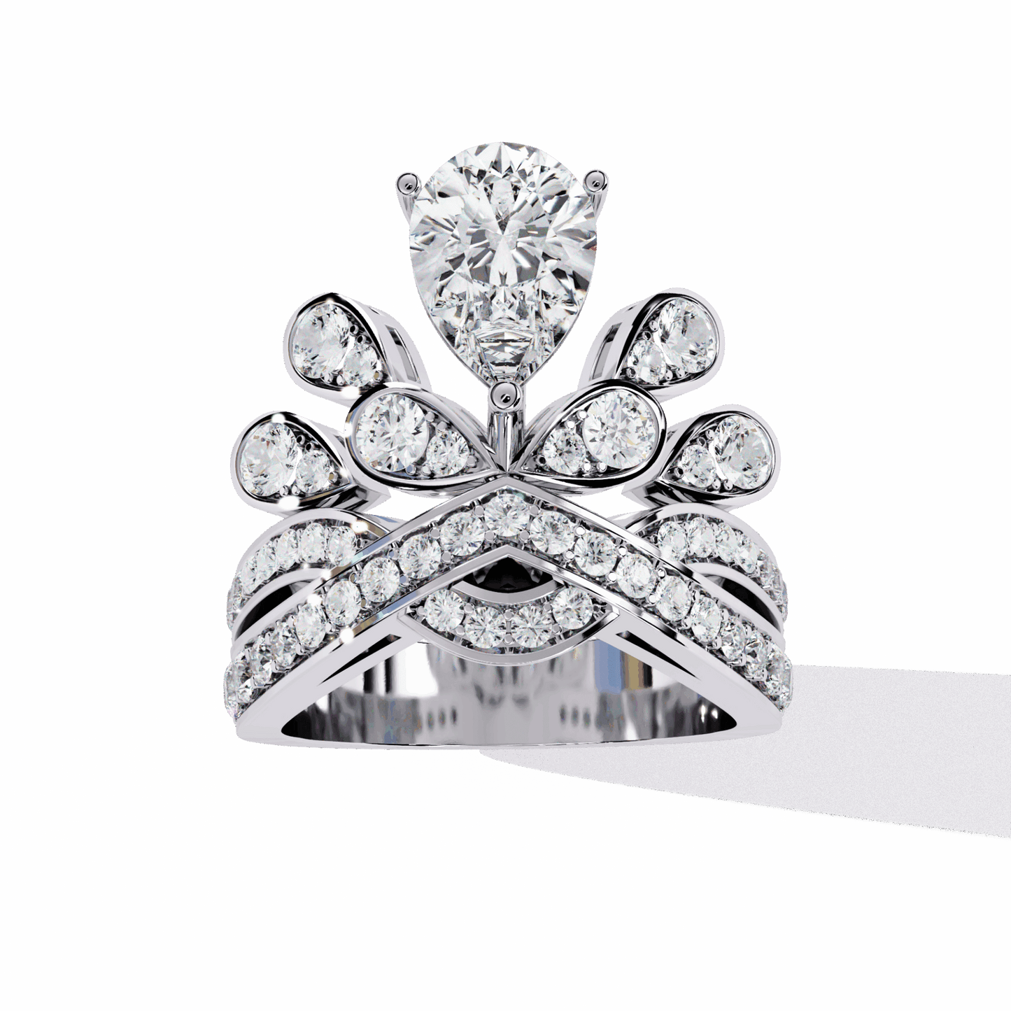 2.25 Carat Pear Sparkle Cocktail Ring in Moissanite | House of Estara