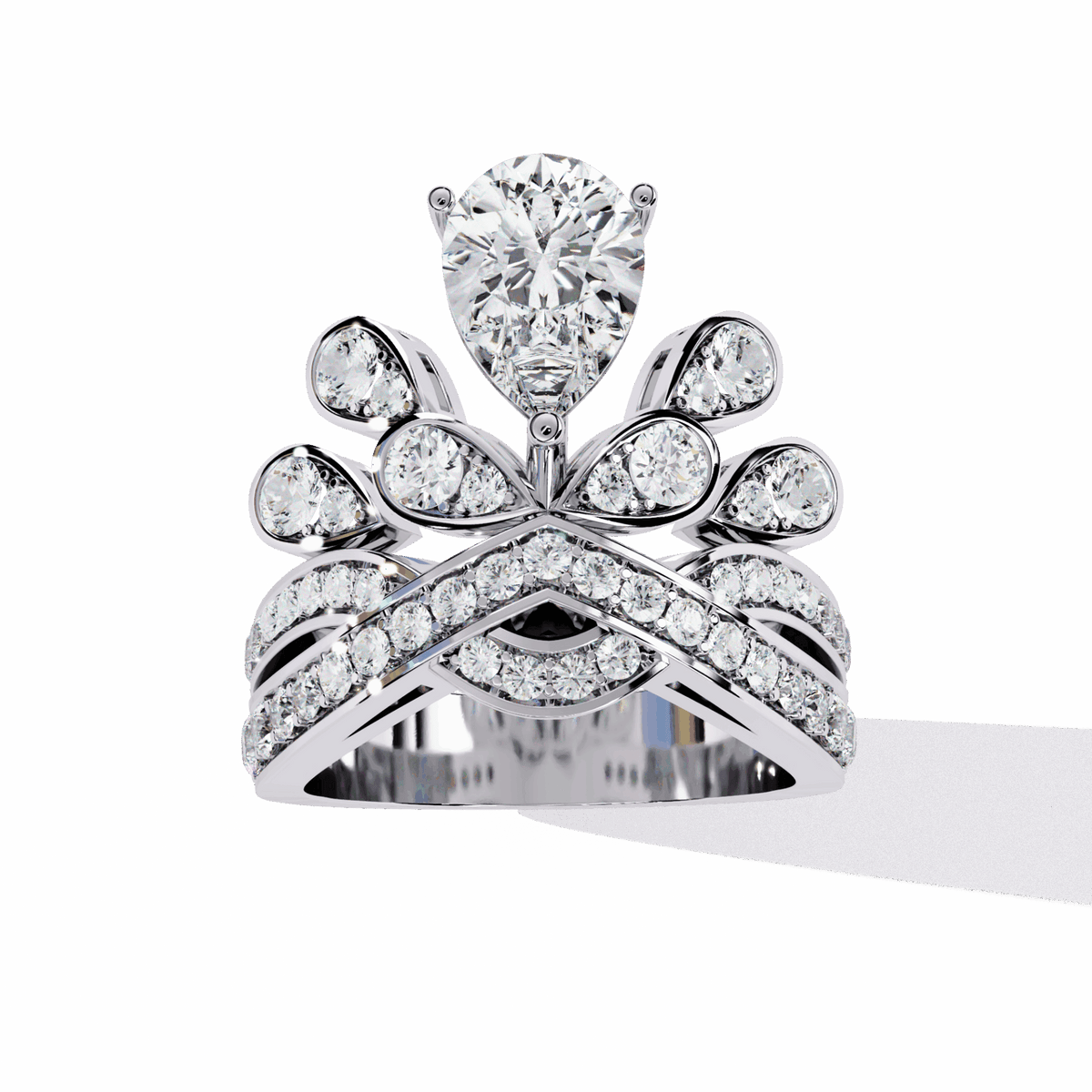 2.25 Carat Pear Sparkle Cocktail Ring in Moissanite | House of Estara