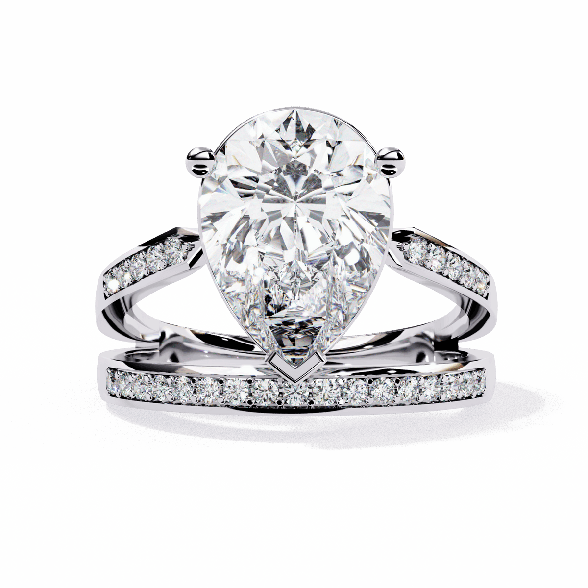 5.75 Carat Pear Bezel Setting Solitaire Ring in Moissanite | House of Estara
