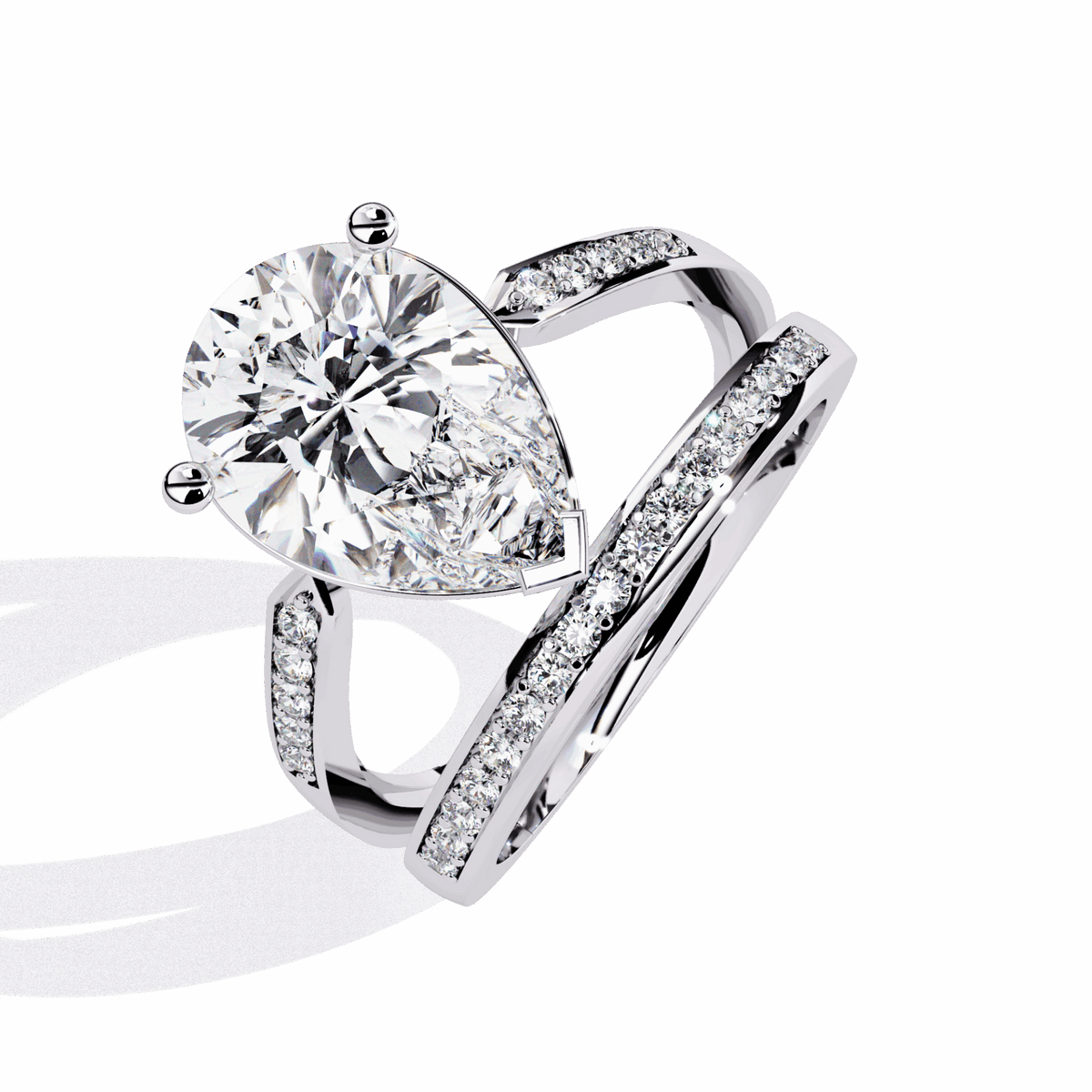 5.75 Carat Pear Bezel Setting Solitaire Ring in Moissanite | House of Estara
