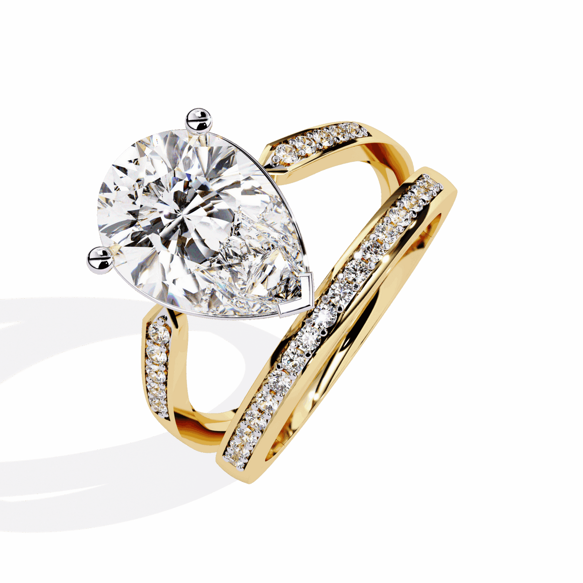 5.75 Carat Pear Bezel Setting Solitaire Ring in Moissanite | House of Estara