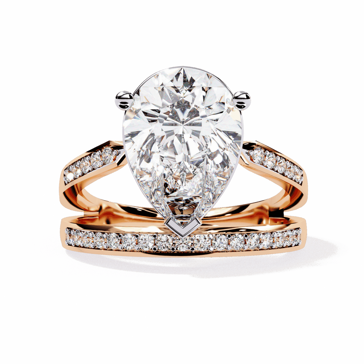 5.75 Carat Pear Bezel Setting Solitaire Ring in Moissanite | House of Estara