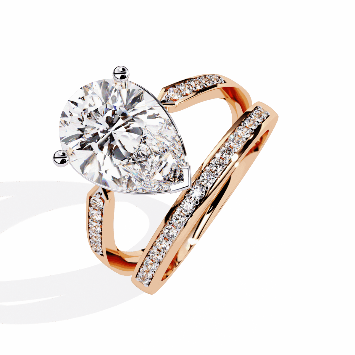 5.75 Carat Pear Bezel Setting Solitaire Ring in Moissanite | House of Estara
