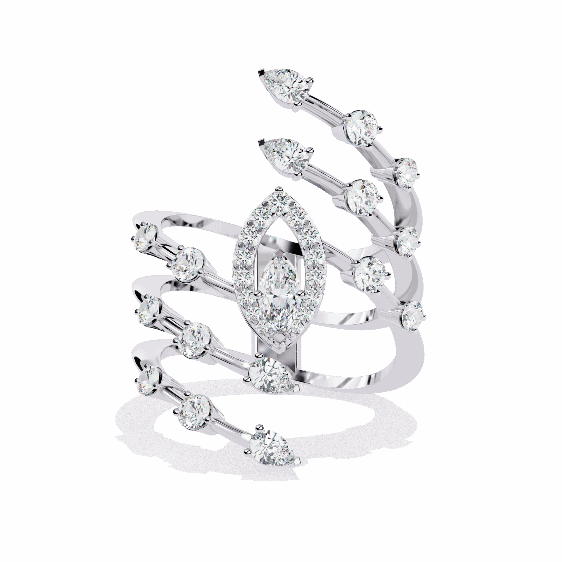 1.25 Carat Marquise and Pear Party Ready Cocktail Ring in Moissanite | House of Estara