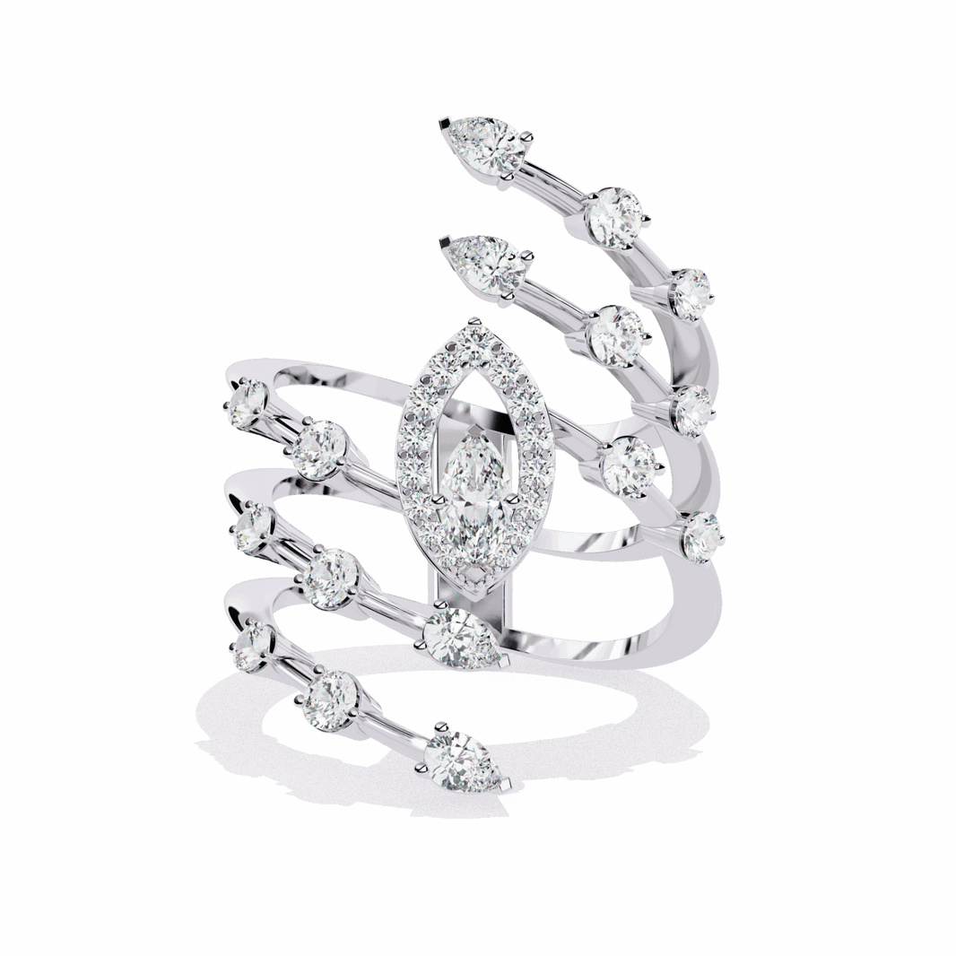1.25 Carat Marquise and Pear Party Ready Cocktail Ring in Moissanite | House of Estara