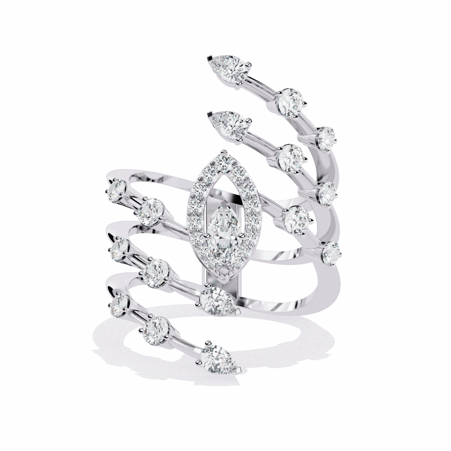 1.25 Carat Marquise and Pear Party Ready Cocktail Ring in Moissanite | House of Estara