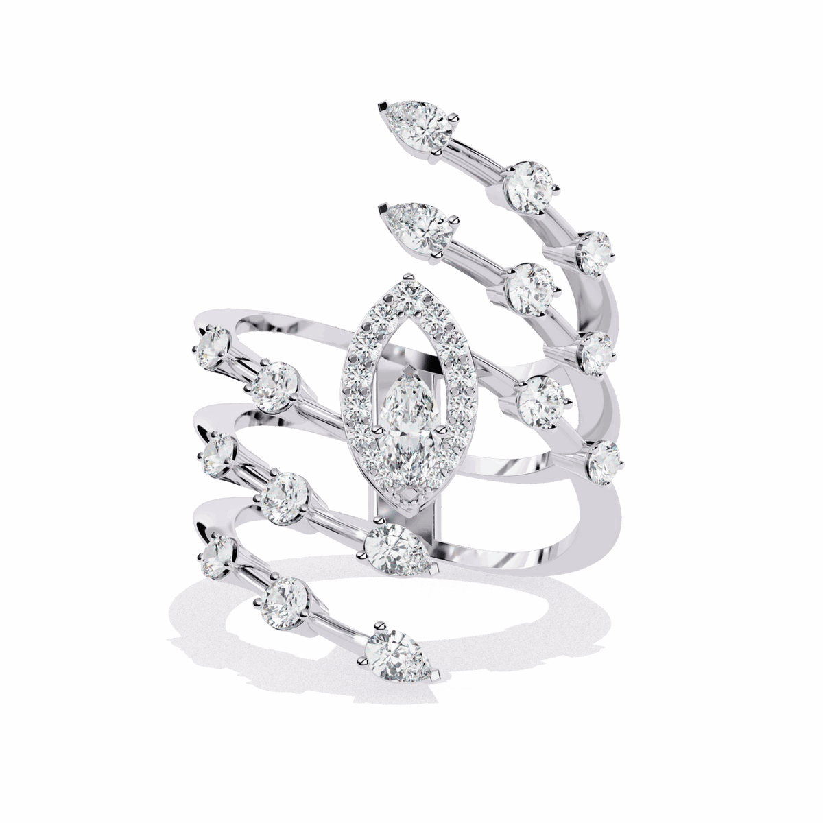 1.25 Carat Marquise and Pear Party Ready Cocktail Ring in Moissanite | House of Estara
