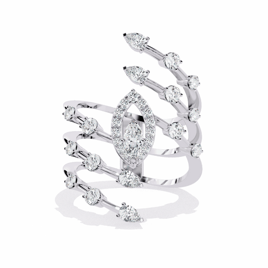 1.25 Carat Marquise and Pear Party Ready Cocktail Ring in Moissanite | House of Estara