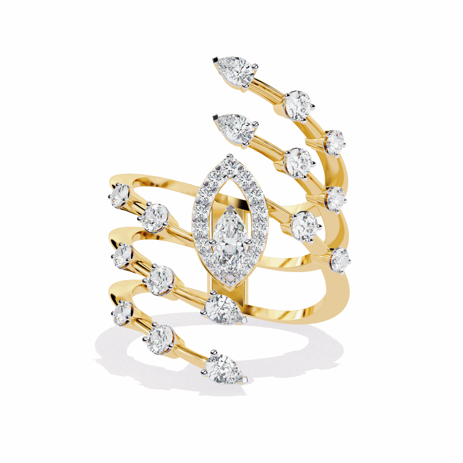 1.25 Carat Marquise and Pear Party Ready Cocktail Ring in Moissanite | House of Estara