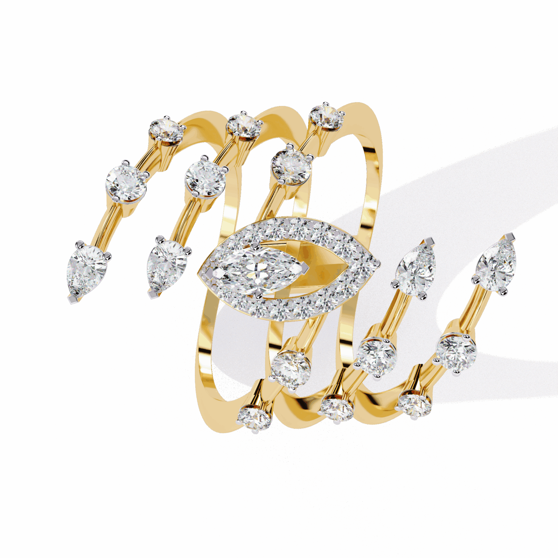 1.25 Carat Marquise and Pear Party Ready Cocktail Ring in Moissanite | House of Estara