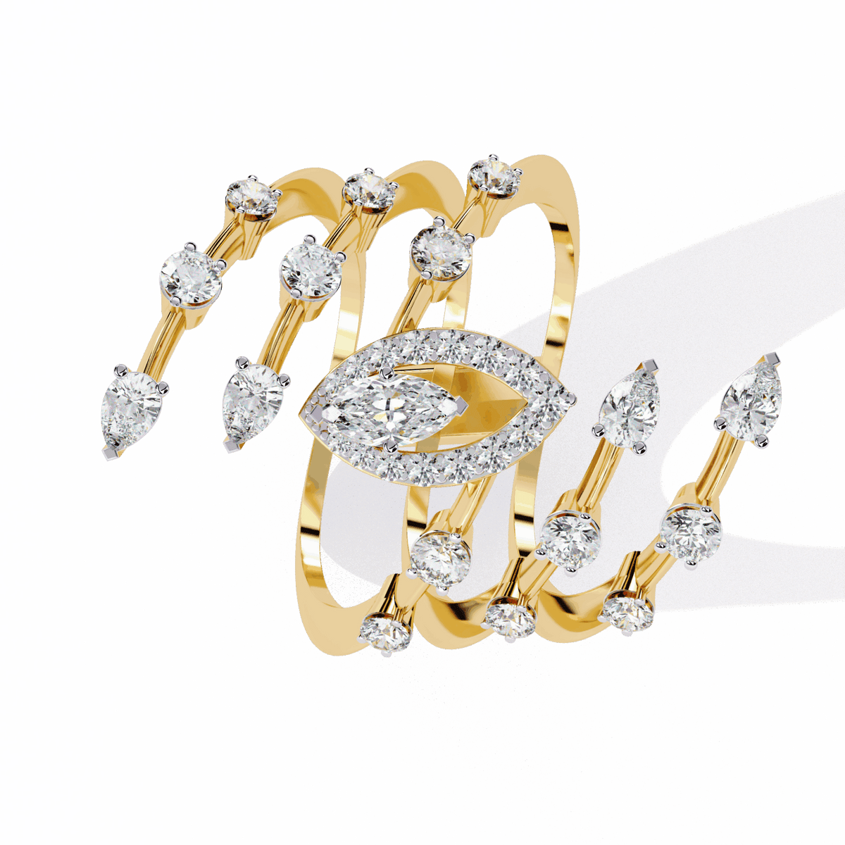 1.25 Carat Marquise and Pear Party Ready Cocktail Ring in Moissanite | House of Estara