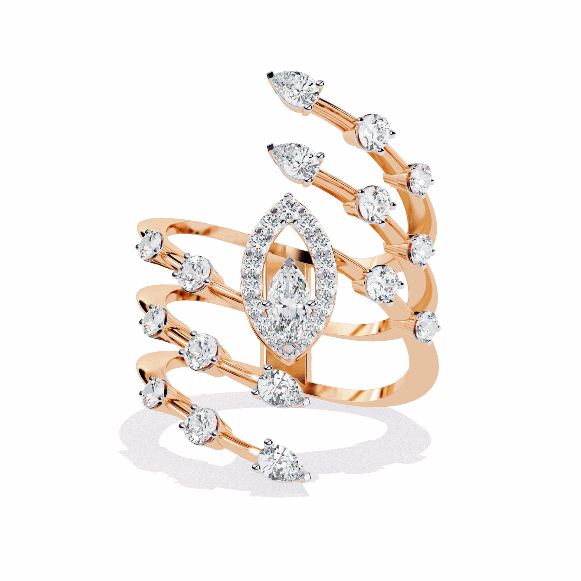 1.25 Carat Marquise and Pear Party Ready Cocktail Ring in Moissanite | House of Estara