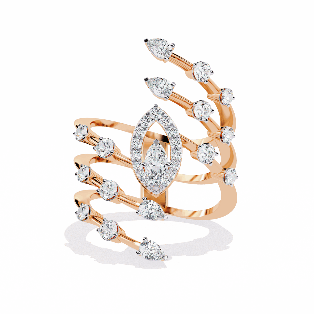 1.25 Carat Marquise and Pear Party Ready Cocktail Ring in Moissanite | House of Estara