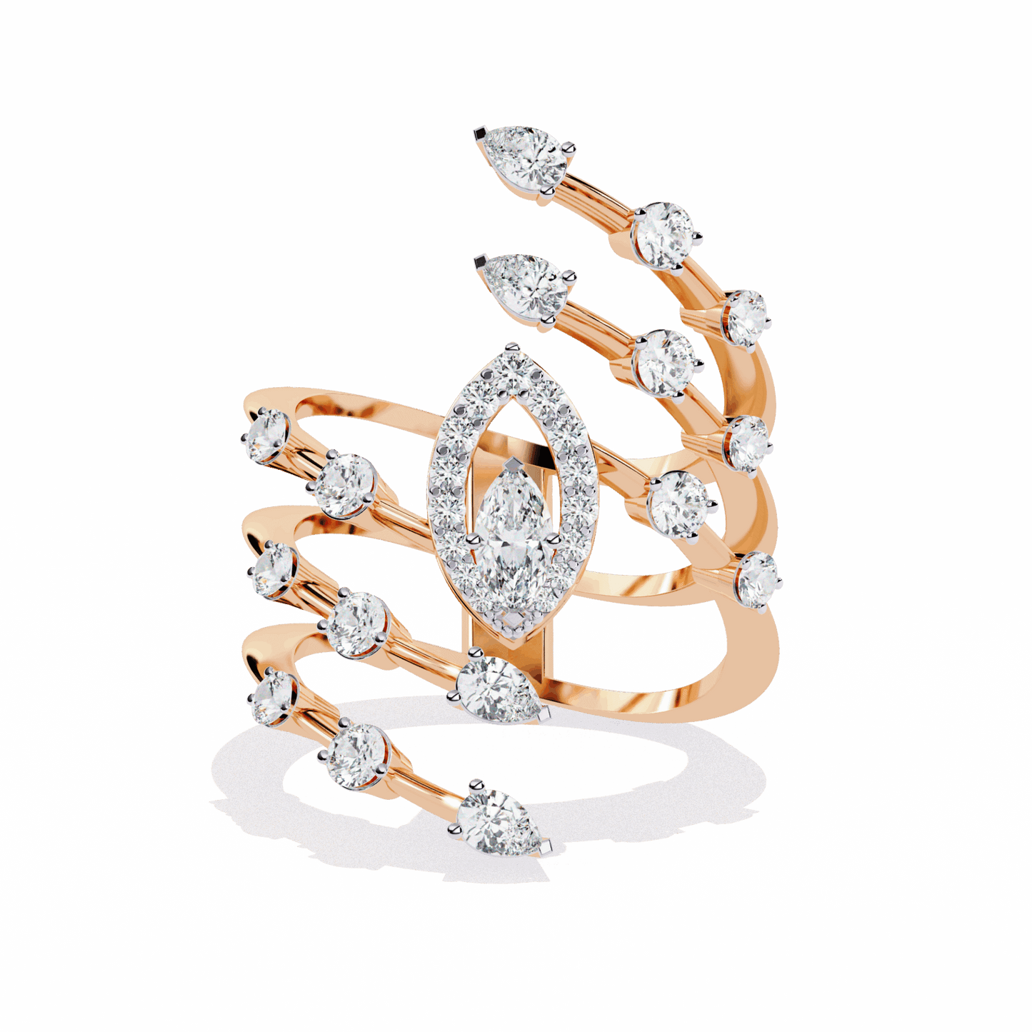 1.25 Carat Marquise and Pear Party Ready Cocktail Ring in Moissanite | House of Estara