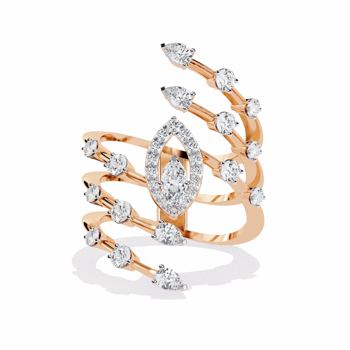 1.25 Carat Marquise and Pear Party Ready Cocktail Ring in Moissanite | House of Estara