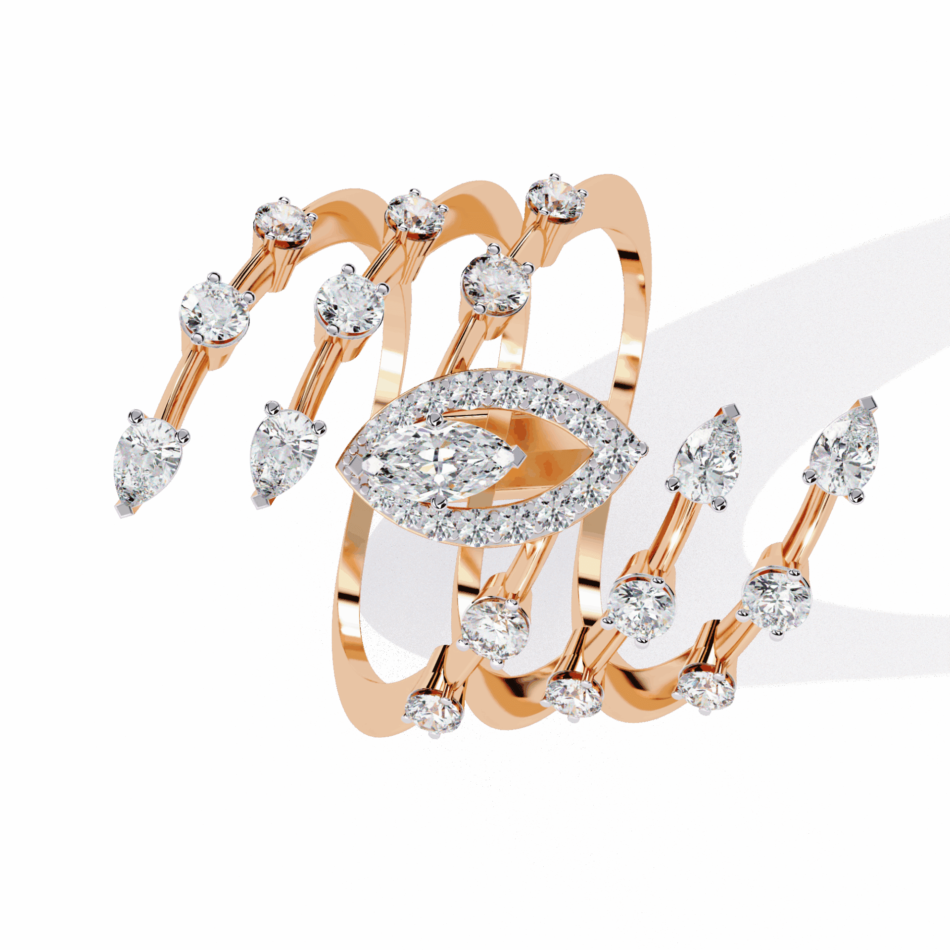 1.25 Carat Marquise and Pear Party Ready Cocktail Ring in Moissanite | House of Estara