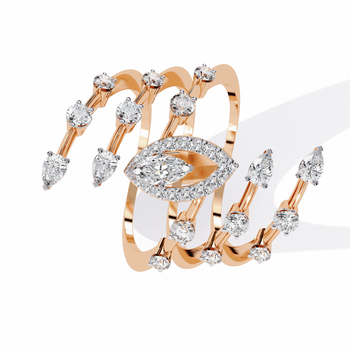 1.25 Carat Marquise and Pear Party Ready Cocktail Ring in Moissanite | House of Estara