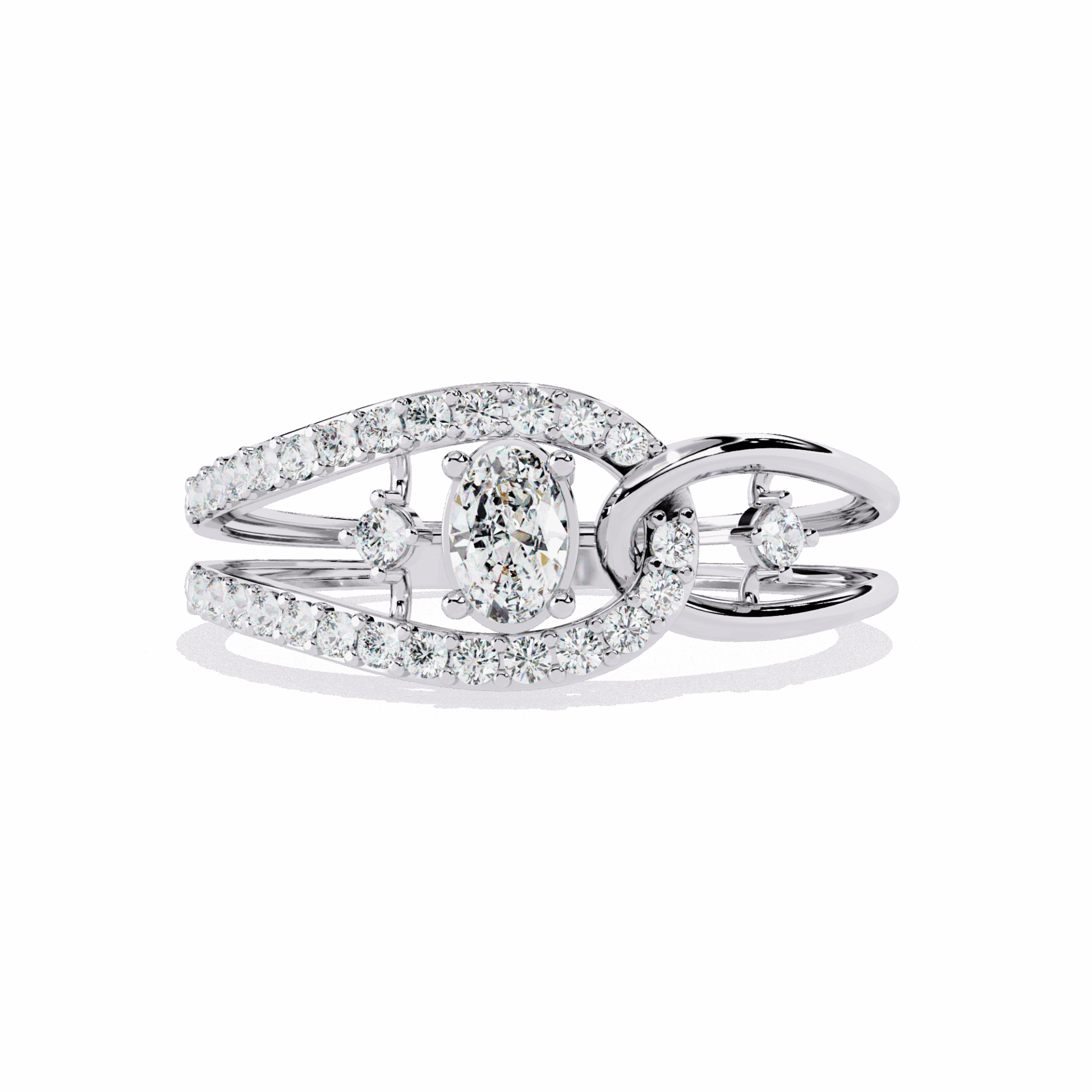 0.35 Carat Oval and Round Day and Night Ring in Moissanite | House of Estara