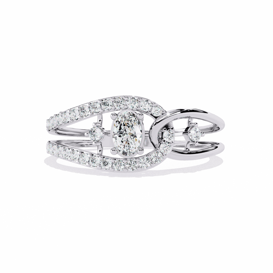 0.35 Carat Oval and Round Day and Night Ring in Moissanite | House of Estara