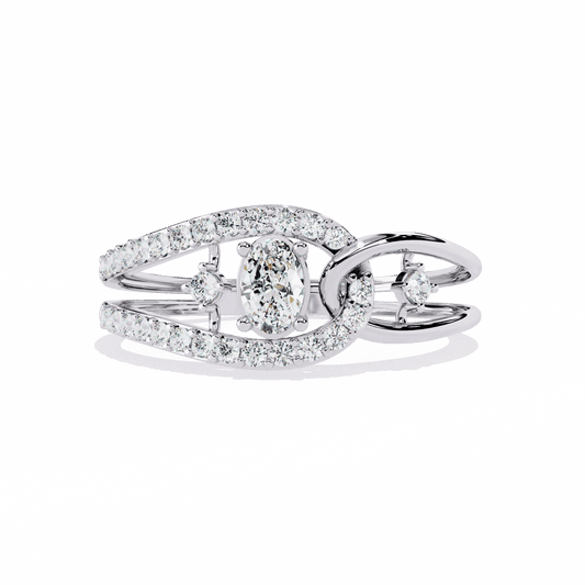 0.35 Carat Oval and Round Day and Night Ring in Moissanite | House of Estara