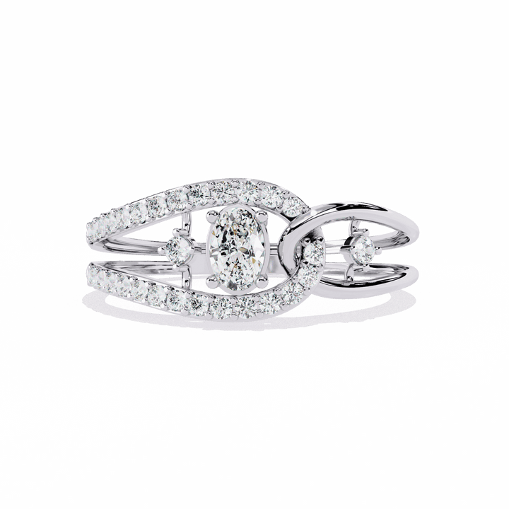 0.35 Carat Oval and Round Day and Night Ring in Moissanite | House of Estara