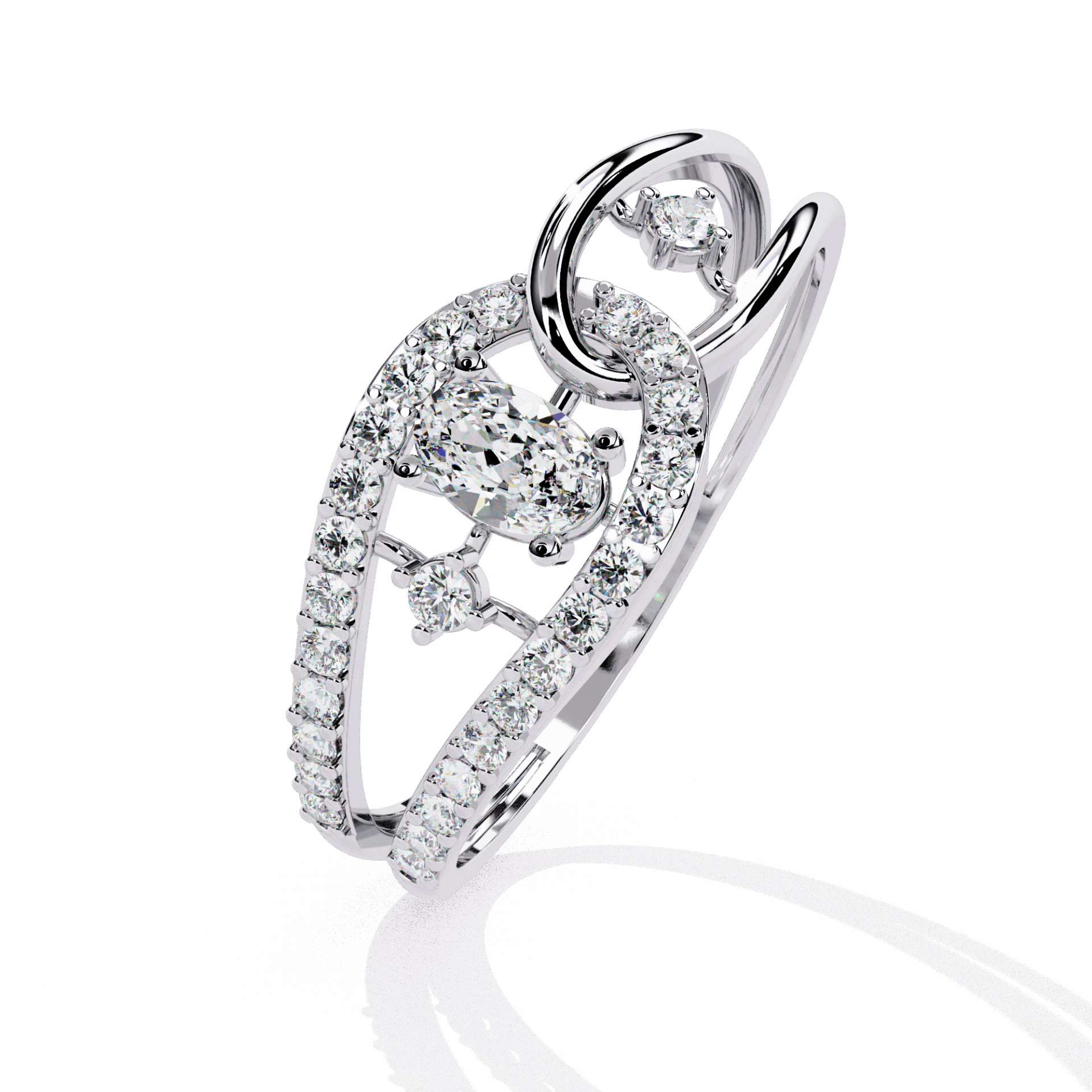 0.35 Carat Oval and Round Day and Night Ring in Moissanite | House of Estara