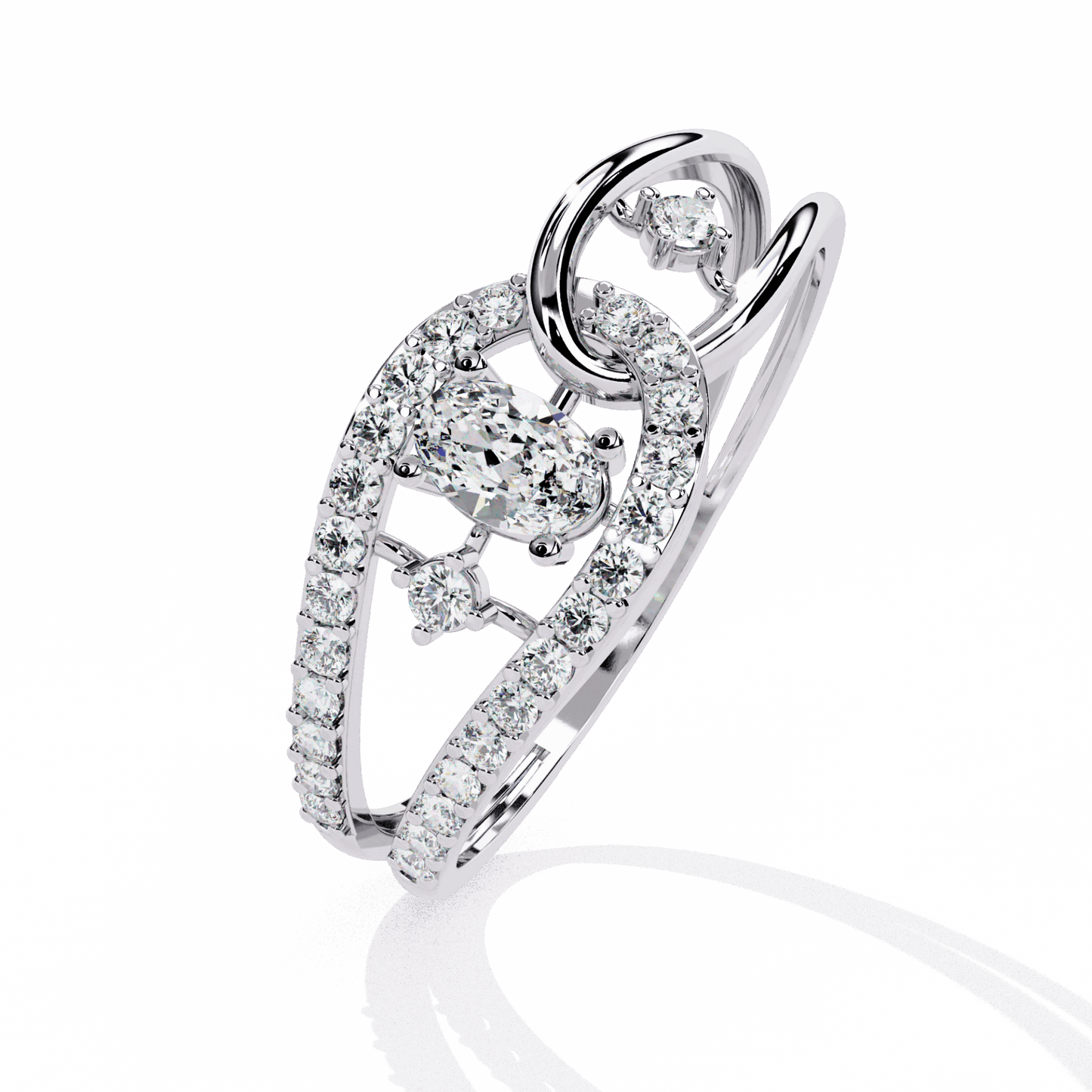 0.35 Carat Oval and Round Day and Night Ring in Moissanite | House of Estara