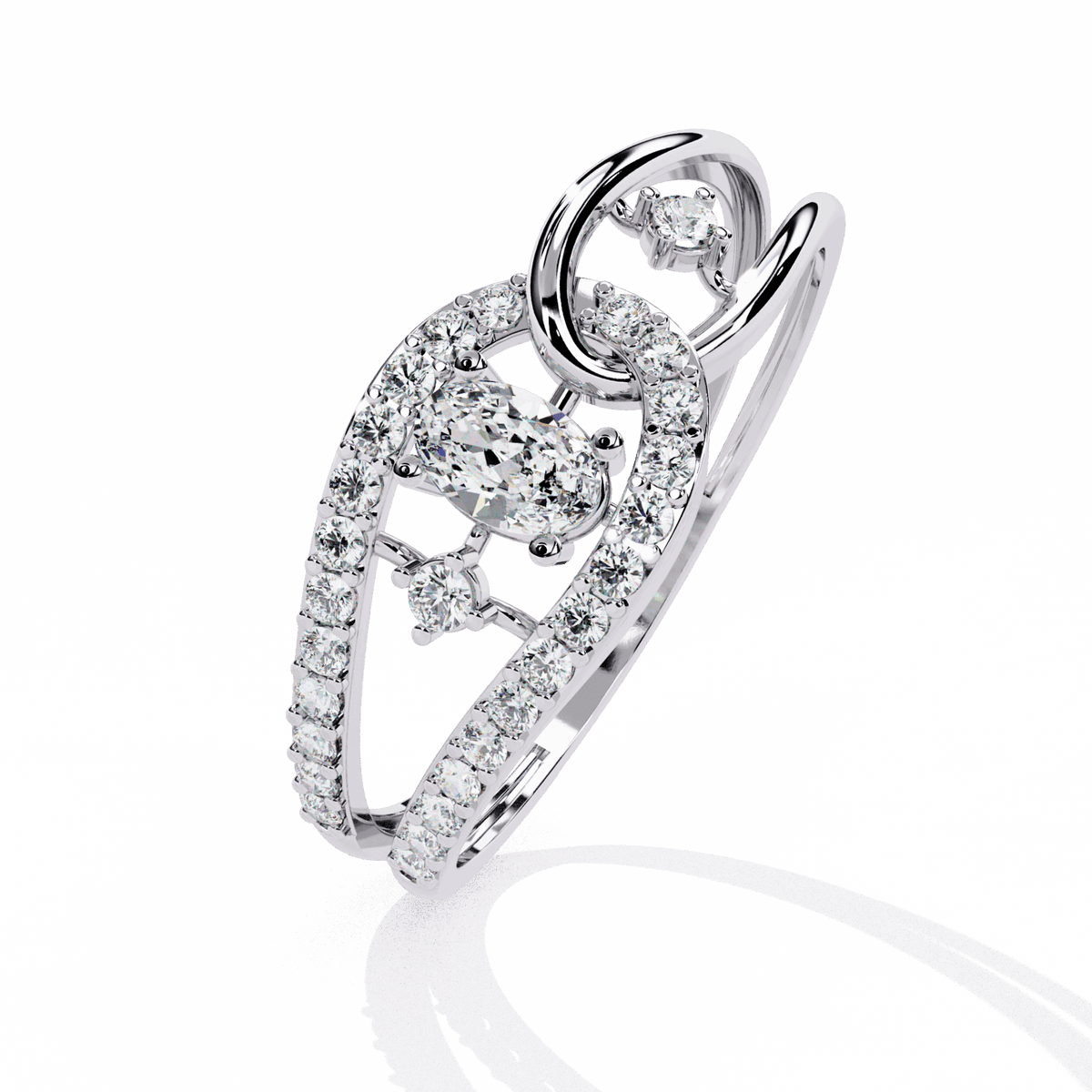 0.35 Carat Oval and Round Day and Night Ring in Moissanite | House of Estara