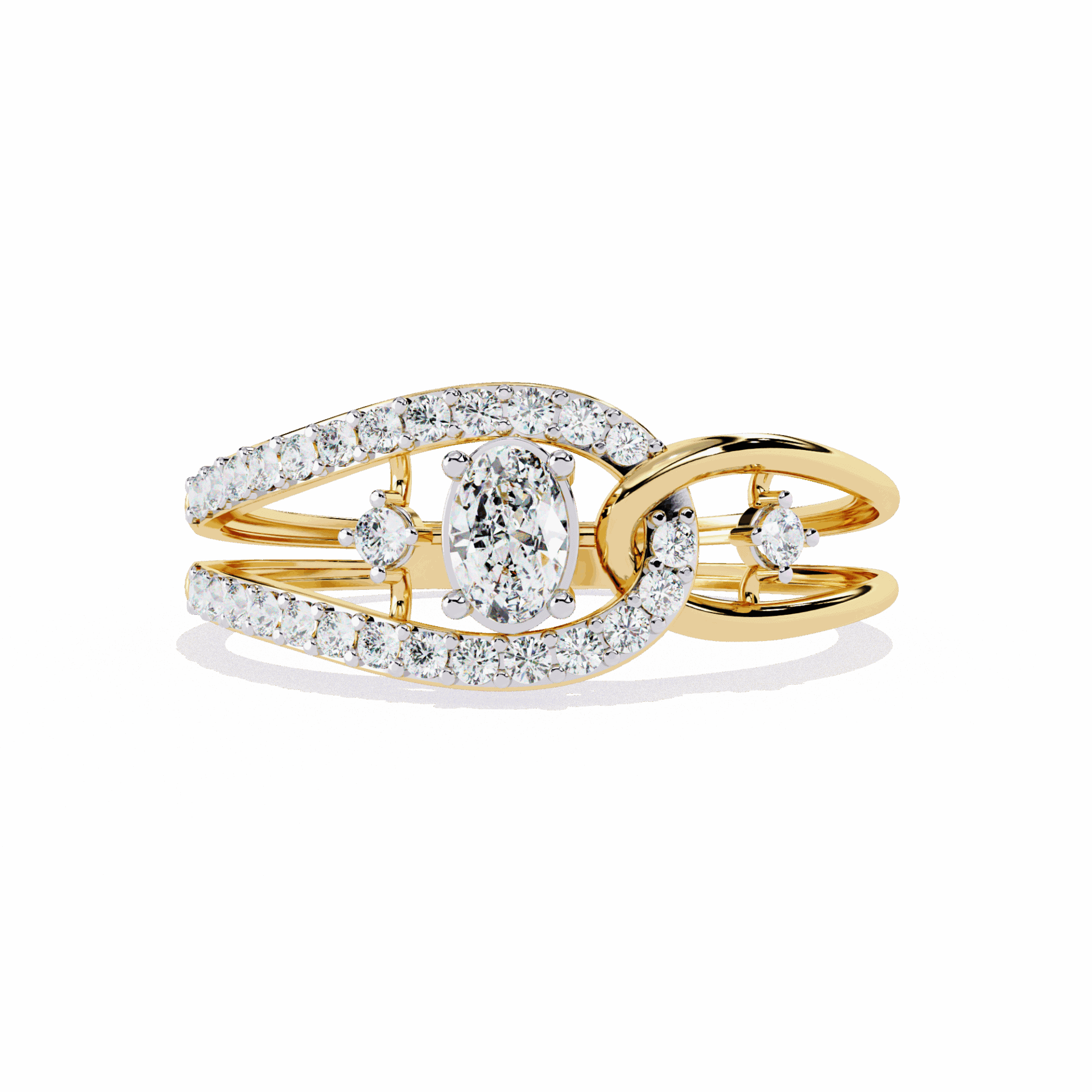 0.35 Carat Oval and Round Day and Night Ring in Moissanite | House of Estara