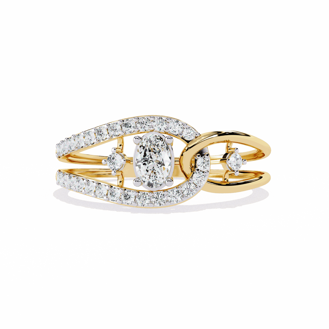 0.35 Carat Oval and Round Day and Night Ring in Moissanite | House of Estara