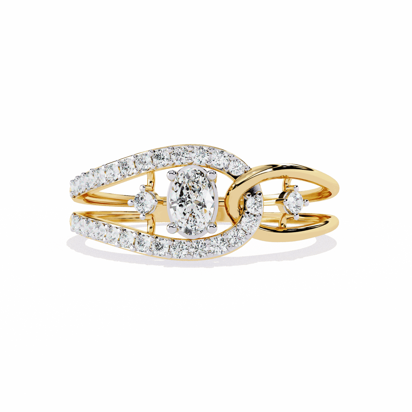 0.35 Carat Oval and Round Day and Night Ring in Moissanite | House of Estara