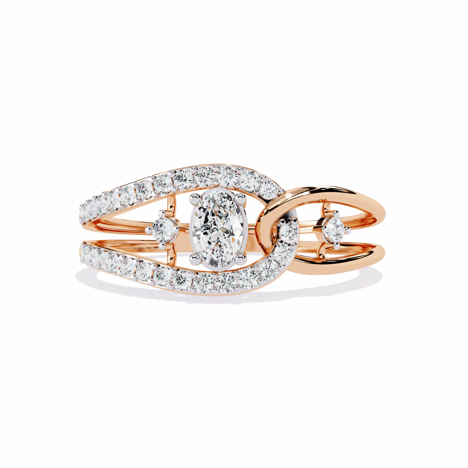 0.35 Carat Oval and Round Day and Night Ring in Moissanite | House of Estara