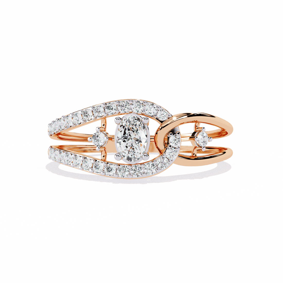 0.35 Carat Oval and Round Day and Night Ring in Moissanite | House of Estara