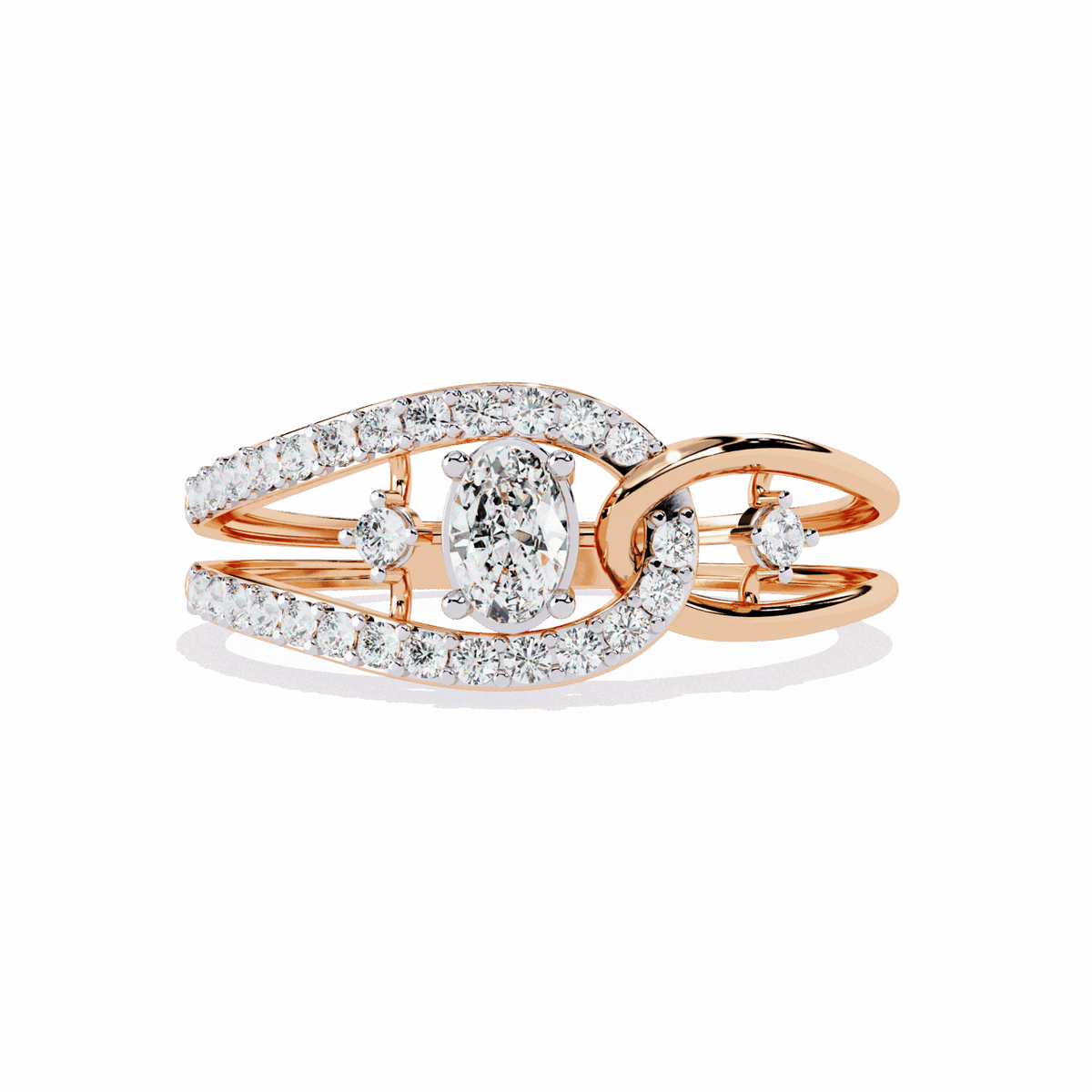 0.35 Carat Oval and Round Day and Night Ring in Moissanite | House of Estara