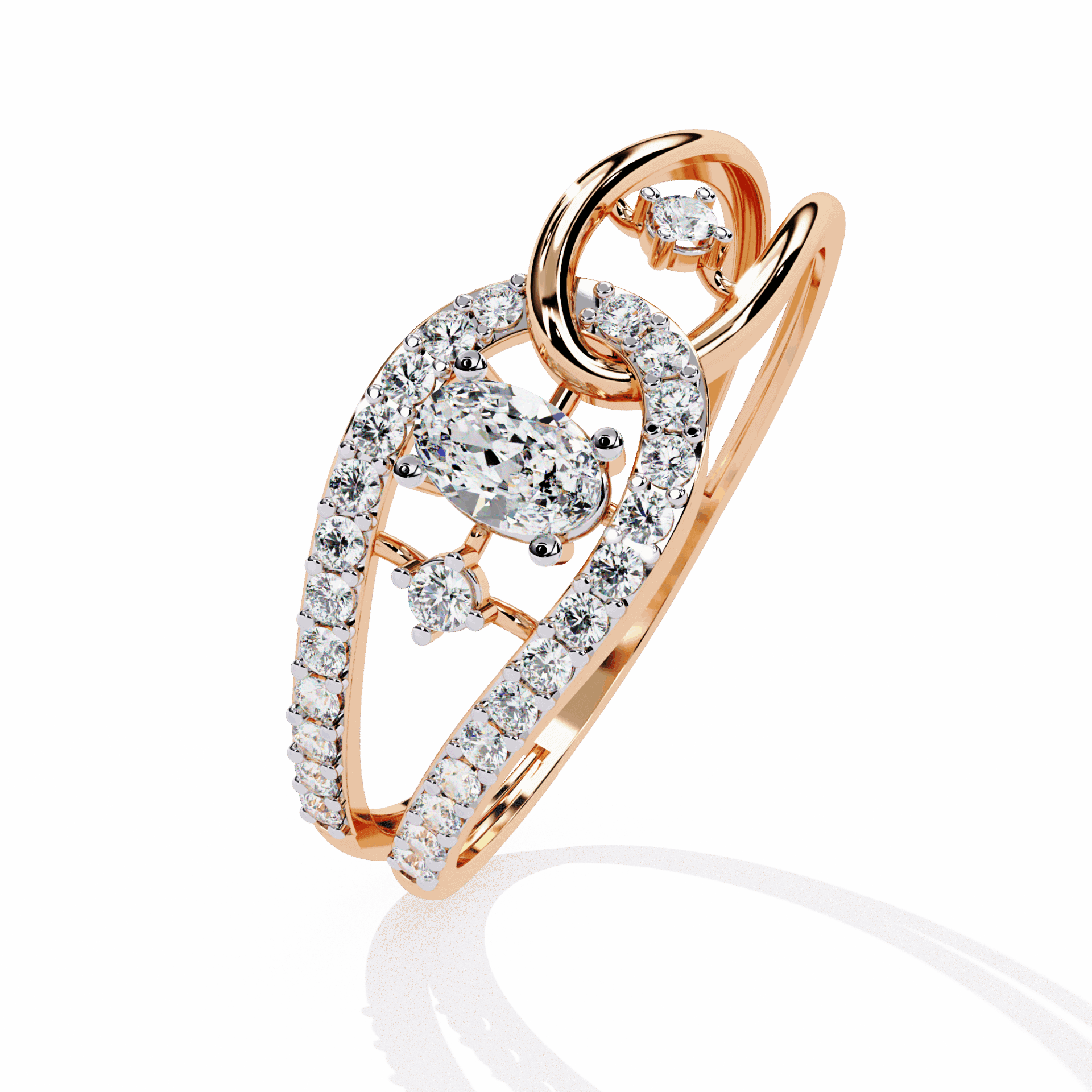 0.35 Carat Oval and Round Day and Night Ring in Moissanite | House of Estara