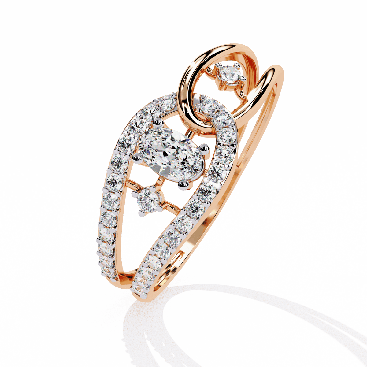 0.35 Carat Oval and Round Day and Night Ring in Moissanite | House of Estara