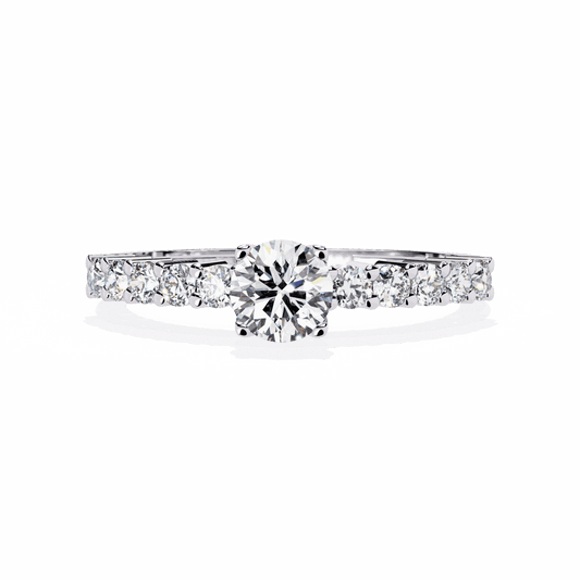 0.75 Carat Round Classic Solitaire Wedding Band in Moissanite | House of Estara