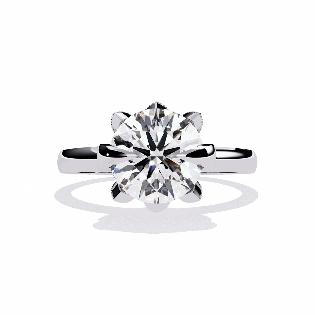 3.25 Carat Round Minimal Statement Ring in Moissanite | House of Estara