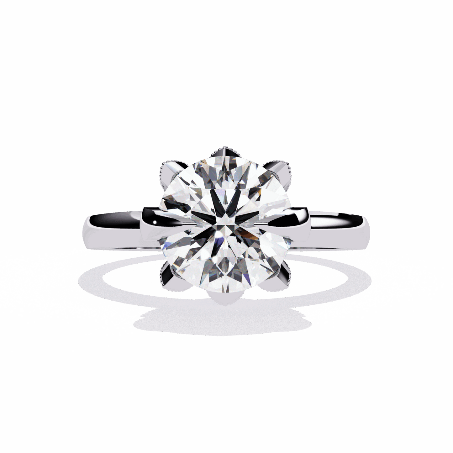 3.25 Carat Round Minimal Statement Ring in Moissanite | House of Estara